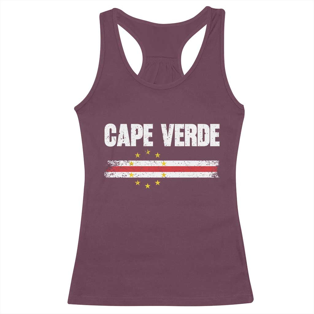 Cape Verde Pride Vintage Cape Verdean Flag 10 Stars Racerback Tank Top