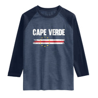 Cape Verde Pride Vintage Cape Verdean Flag 10 Stars Raglan Shirt