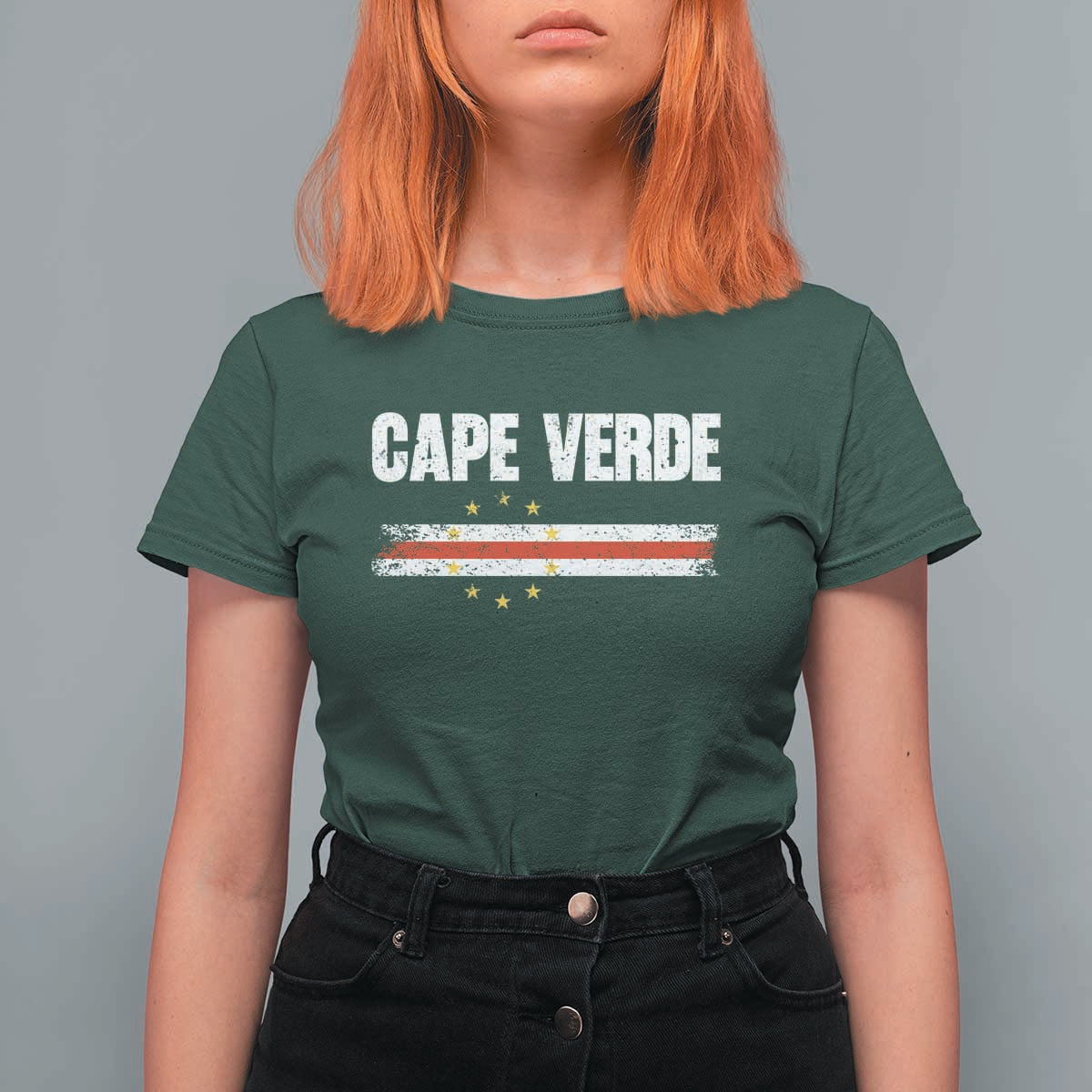 Cape Verde Pride Vintage Cape Verdean Flag 10 Stars T Shirt For Women