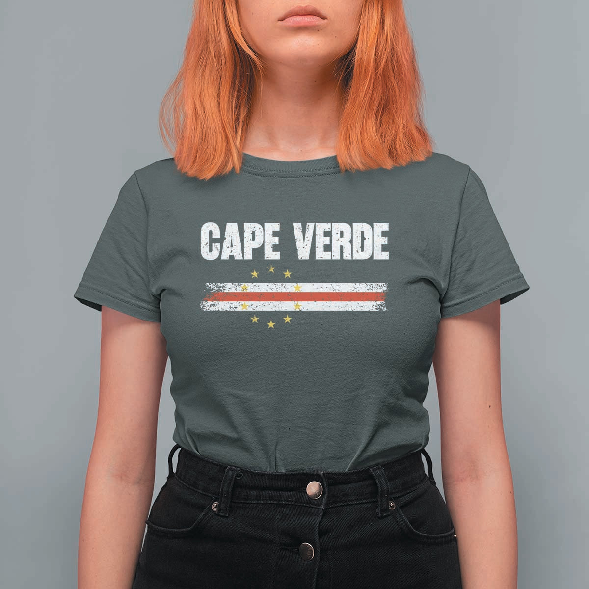 Cape Verde Pride Vintage Cape Verdean Flag 10 Stars T Shirt For Women