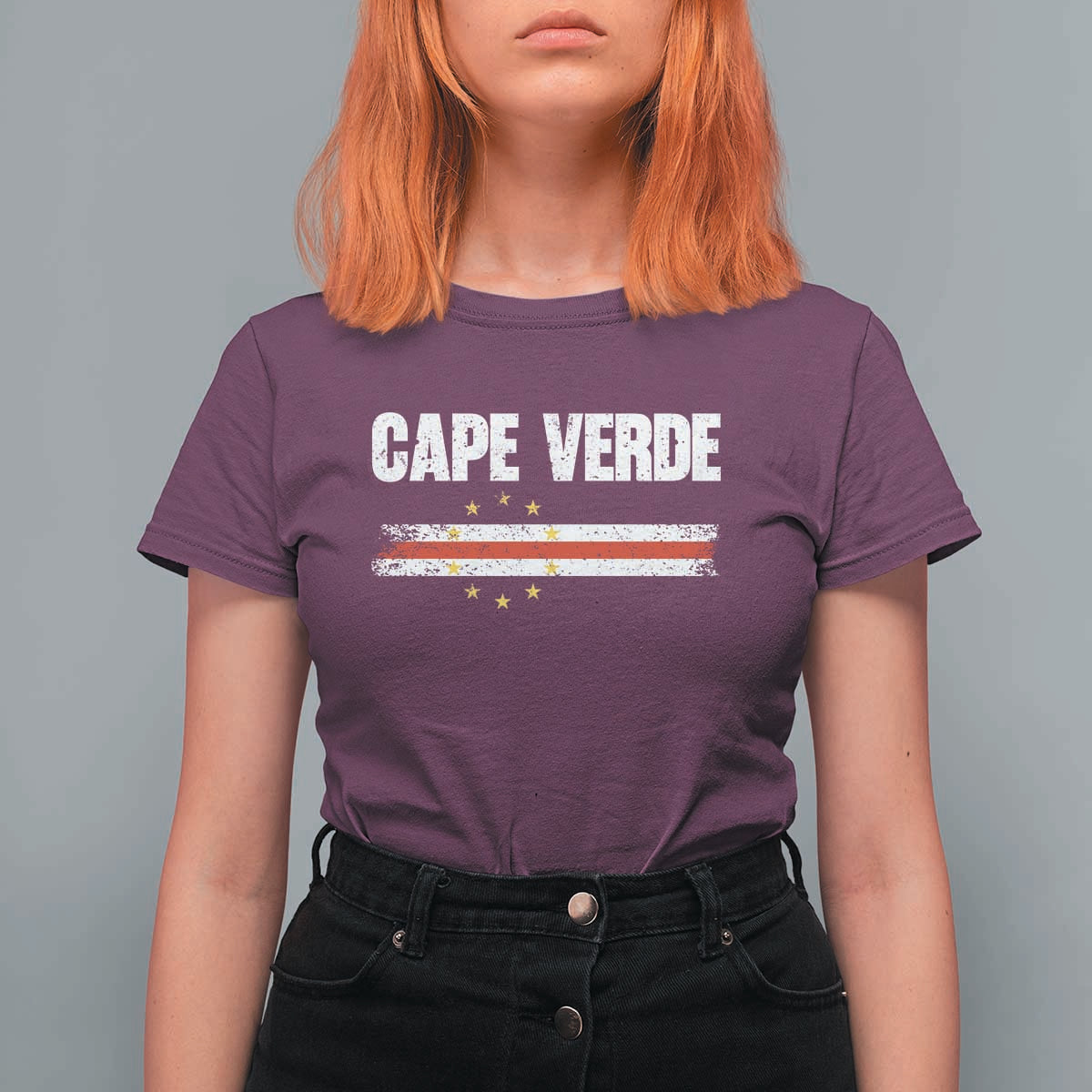 Cape Verde Pride Vintage Cape Verdean Flag 10 Stars T Shirt For Women