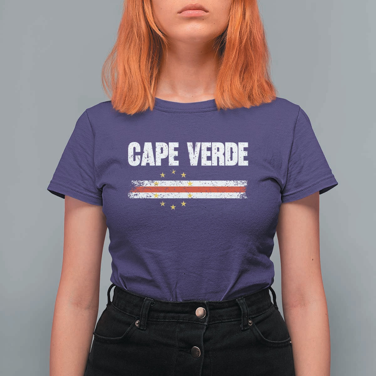 Cape Verde Pride Vintage Cape Verdean Flag 10 Stars T Shirt For Women