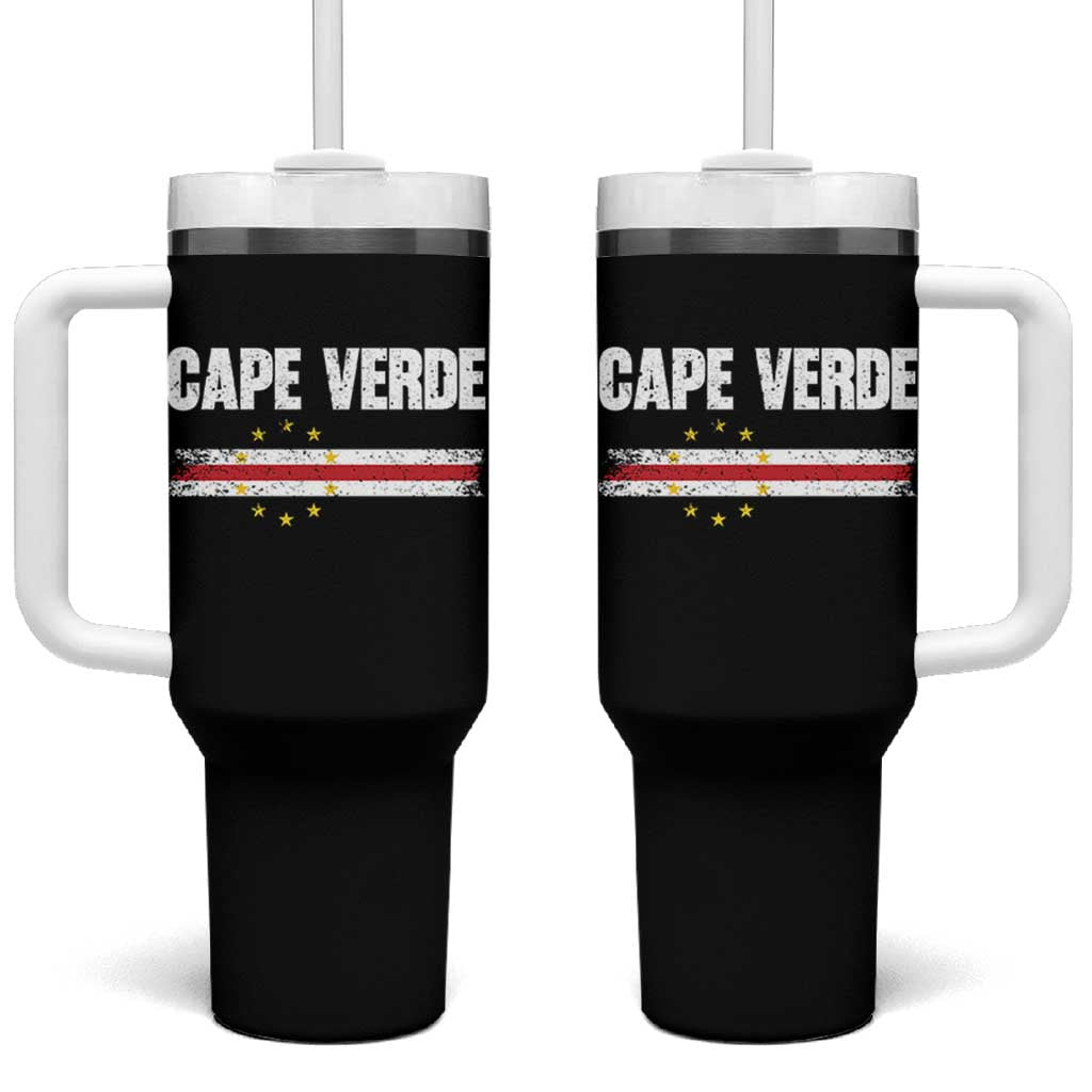 Cape Verde Pride Vintage Cape Verdean Flag 10 Stars Tumbler With Handle