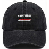 Cape Verde Pride Vintage Cape Verdean Flag 10 Stars Washed Cotton Baseball Cap