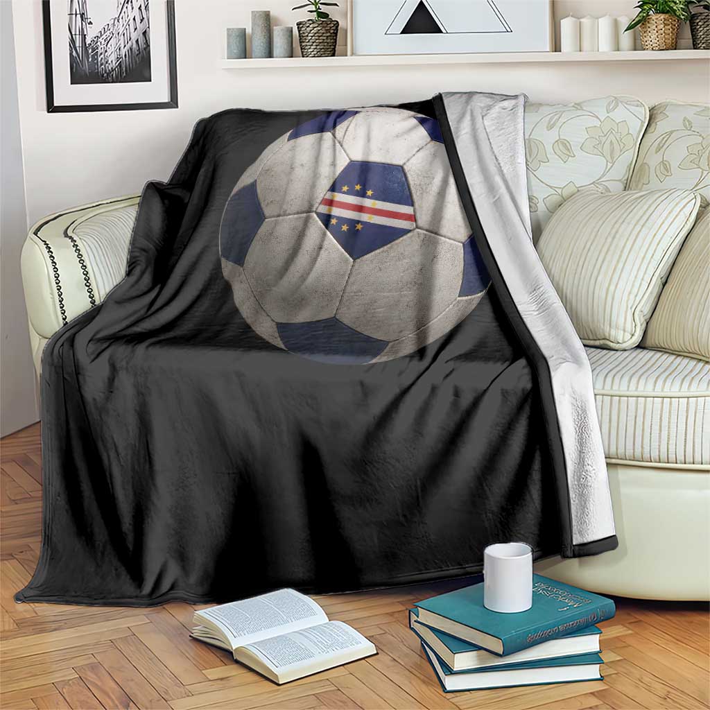 Cabo Verde Football Vintage Soccer Ball Graphic Throw Blanket