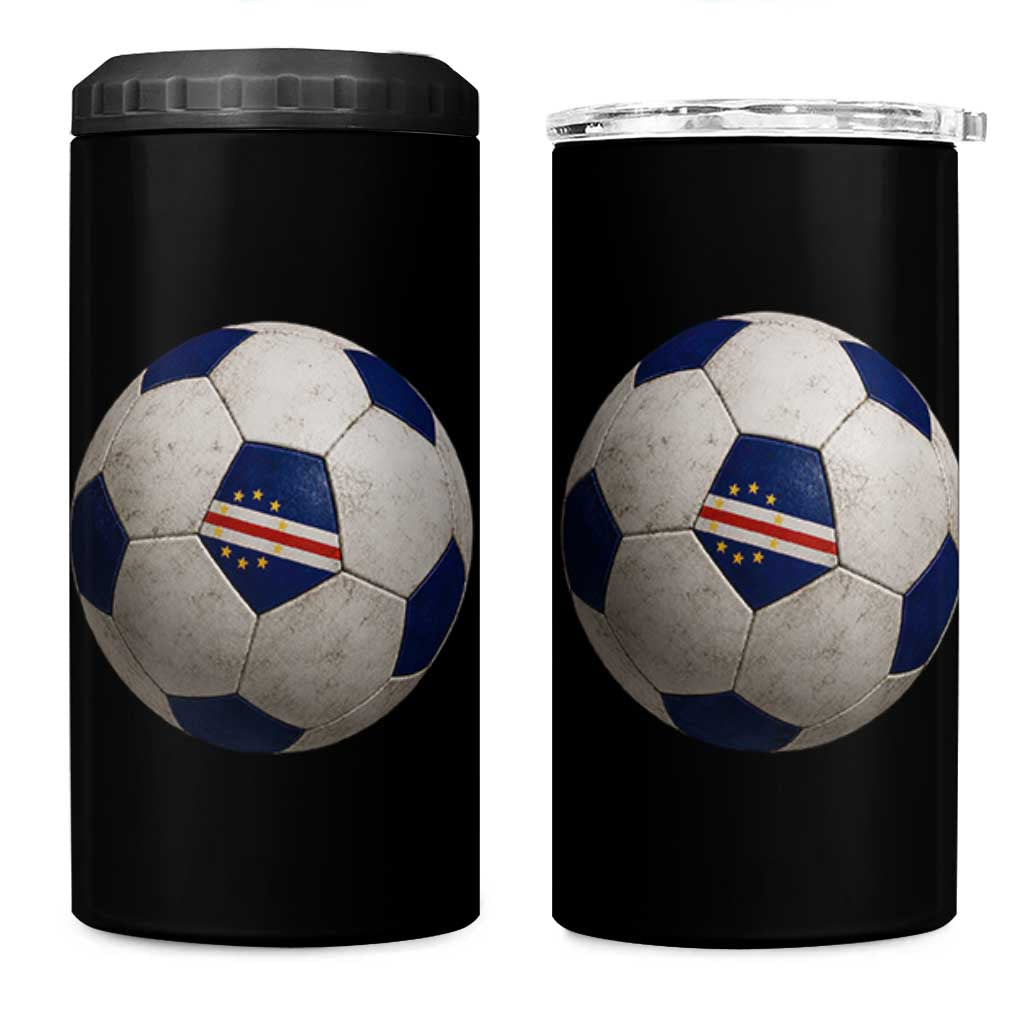 Cabo Verde Football Vintage Soccer Ball Graphic 4 in 1 Can Cooler Tumbler
