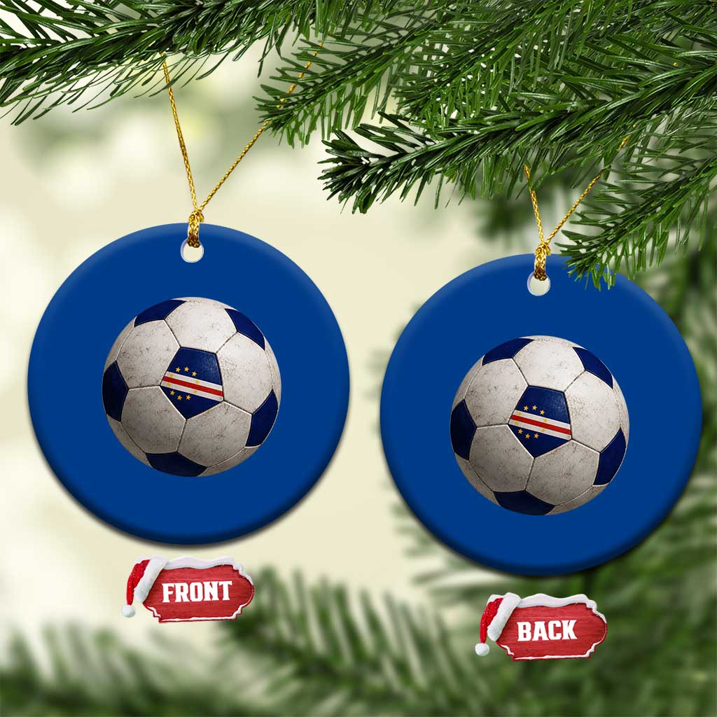 Cabo Verde Football Vintage Soccer Ball Graphic Ceramic Ornament