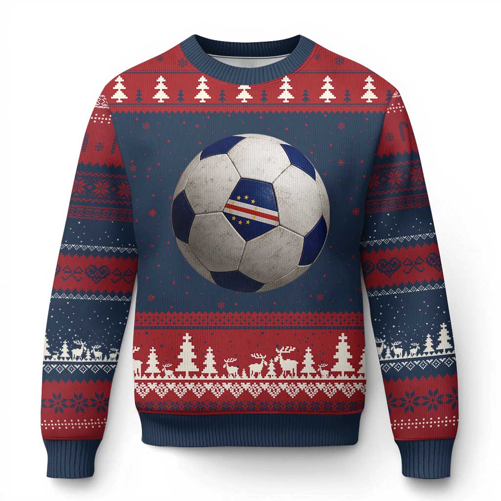 Cabo Verde Football Vintage Soccer Ball Graphic Ugly Christmas Sweater