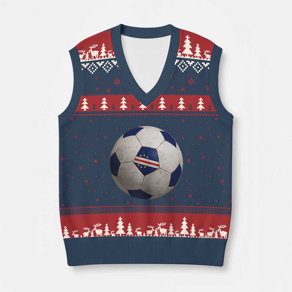 Cabo Verde Football Vintage Soccer Ball Graphic V-Neck Knit Sweater Vest