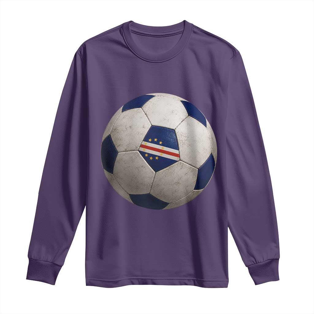 Cabo Verde Football Vintage Soccer Ball Graphic Long Sleeve Shirt