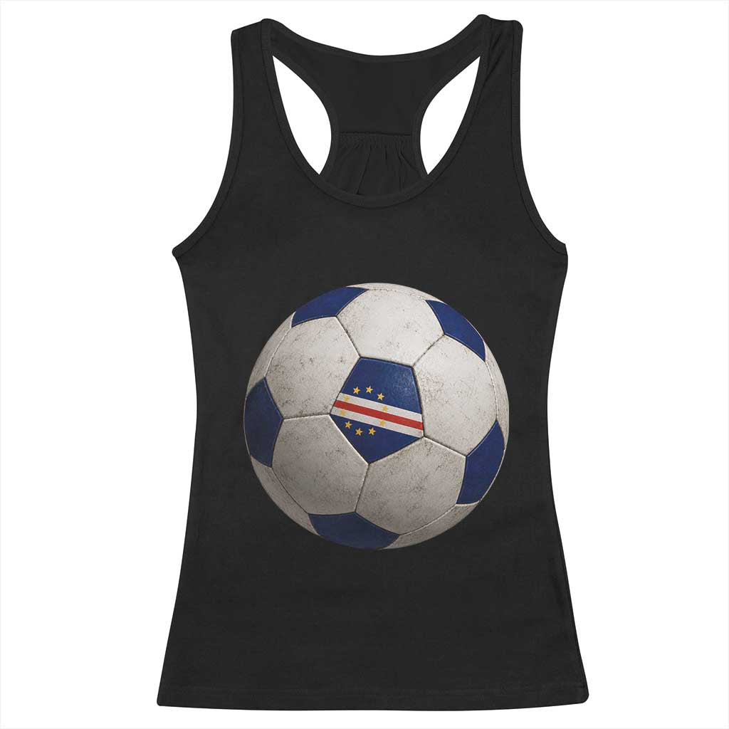 Cabo Verde Football Vintage Soccer Ball Graphic Racerback Tank Top