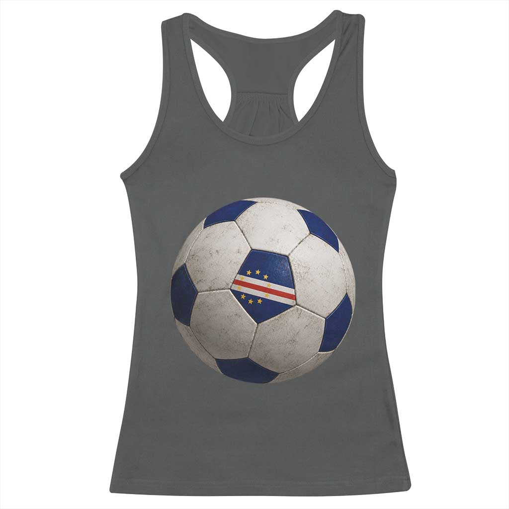 Cabo Verde Football Vintage Soccer Ball Graphic Racerback Tank Top