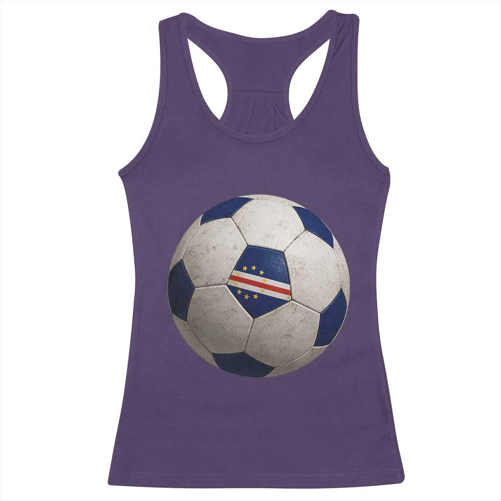 Cabo Verde Football Vintage Soccer Ball Graphic Racerback Tank Top