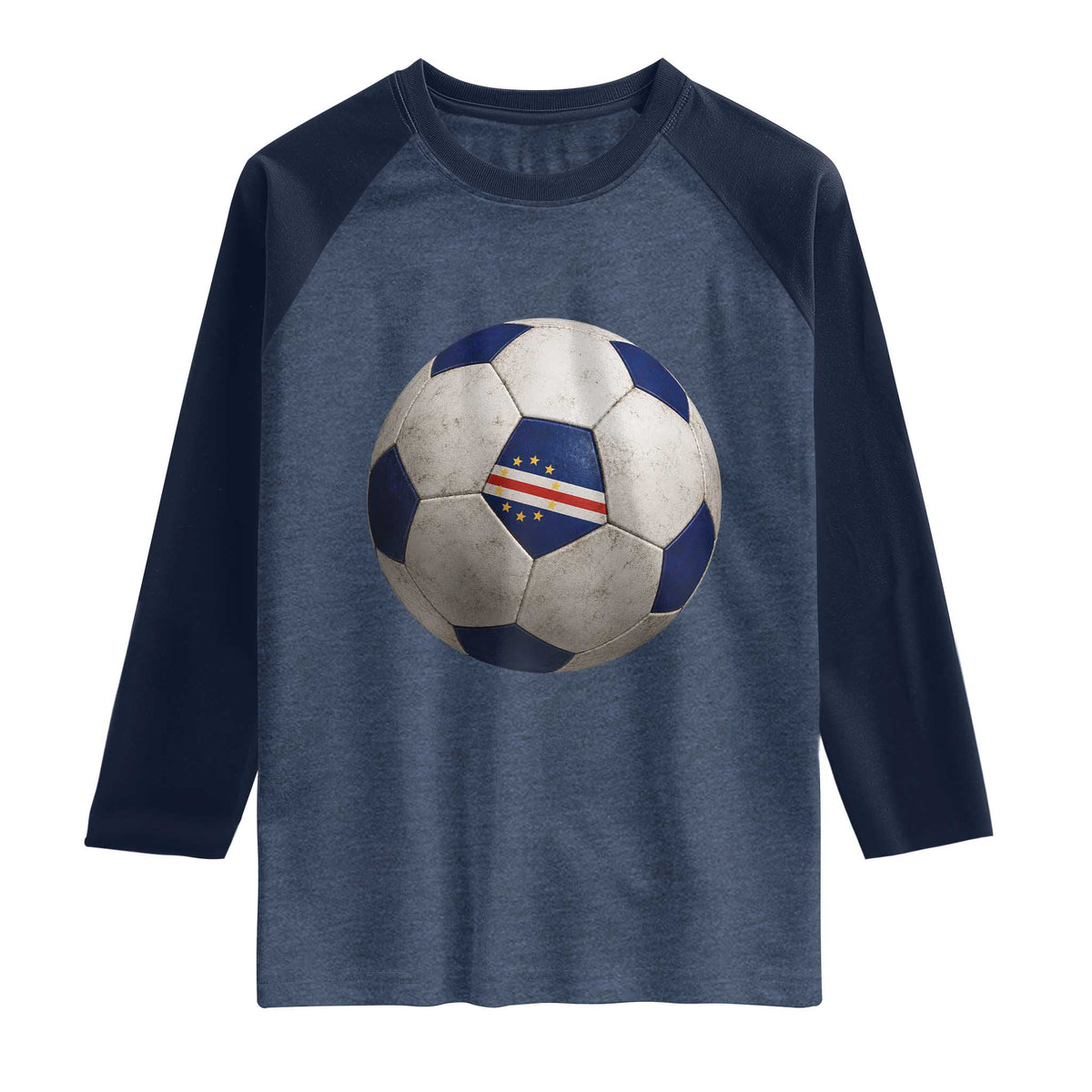 Cabo Verde Football Vintage Soccer Ball Graphic Raglan Shirt