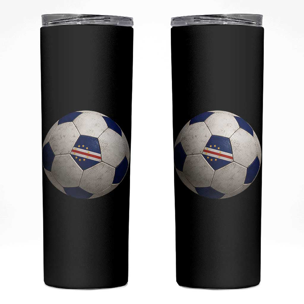 Cabo Verde Football Vintage Soccer Ball Graphic Skinny Tumbler