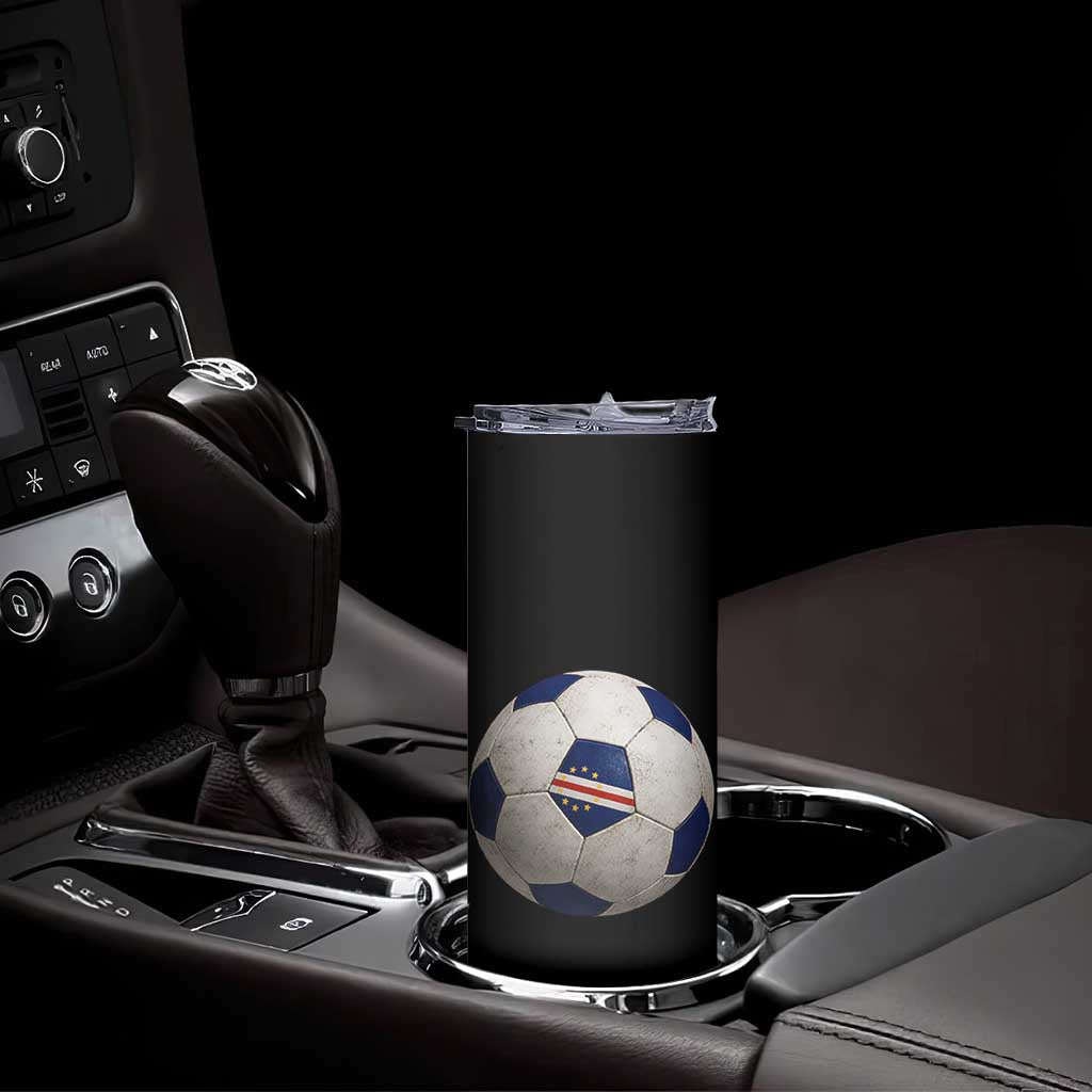Cabo Verde Football Vintage Soccer Ball Graphic Skinny Tumbler