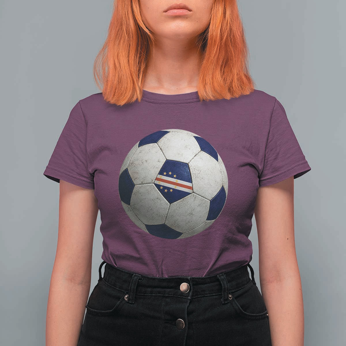 Cabo Verde Football Vintage Soccer Ball Graphic T Shirt For Women