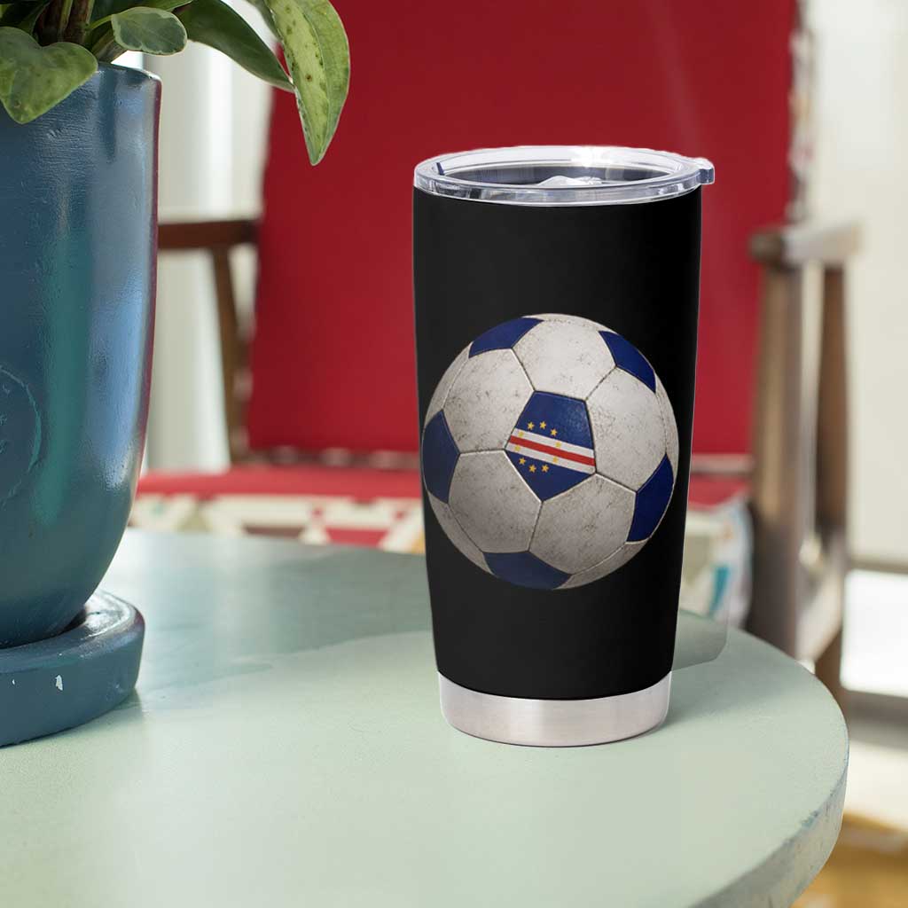 Cabo Verde Football Vintage Soccer Ball Graphic Tumbler Cup