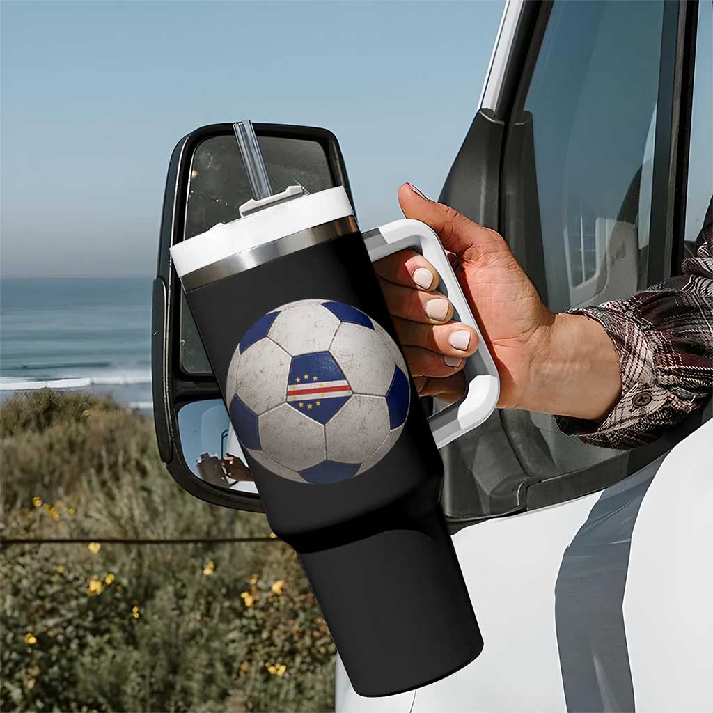Cabo Verde Football Vintage Soccer Ball Graphic Tumbler With Handle