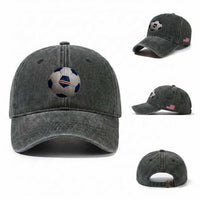 Cabo Verde Football Vintage Soccer Ball Graphic Washed Cotton Baseball Cap