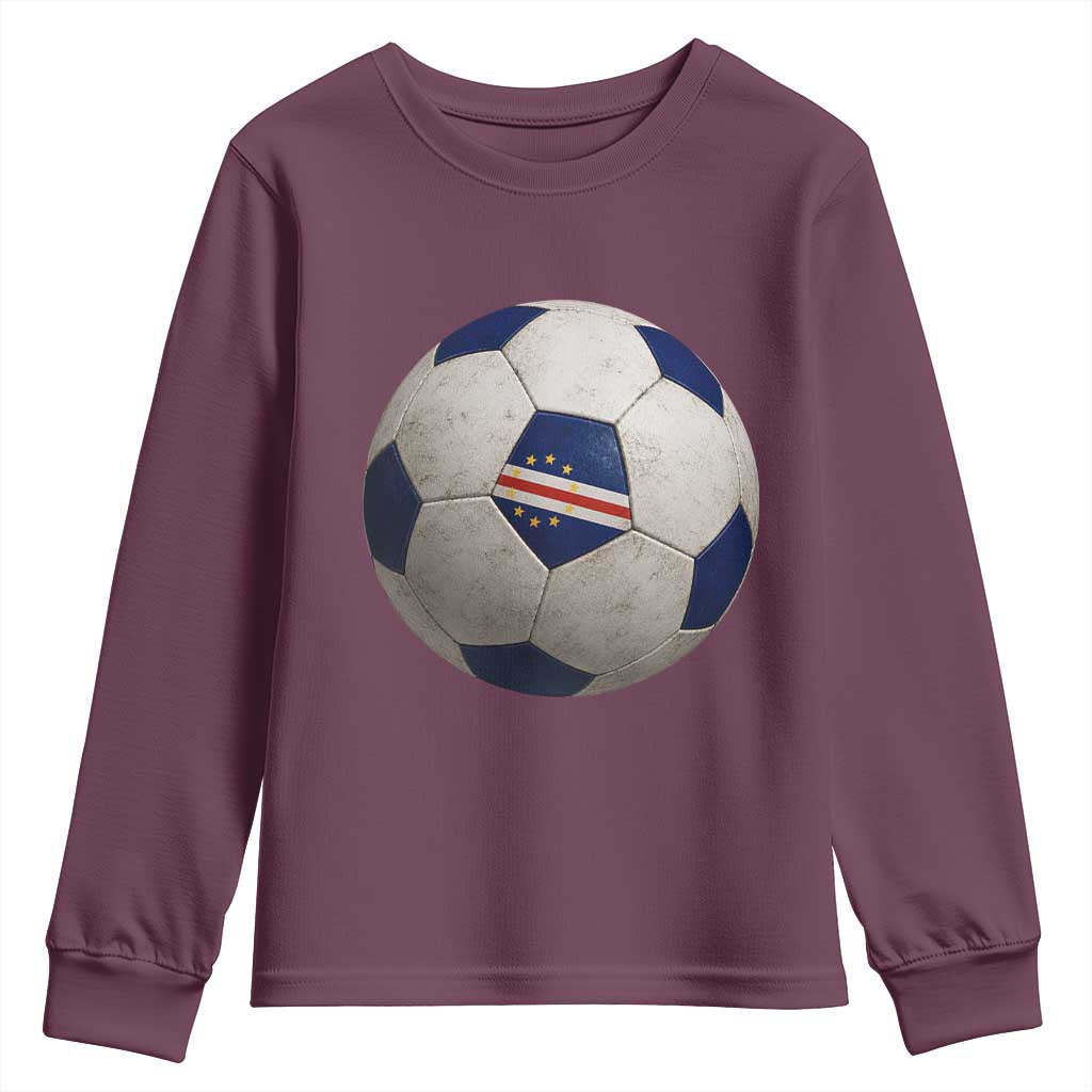 Cabo Verde Football Vintage Soccer Ball Graphic Youth Sweatshirt
