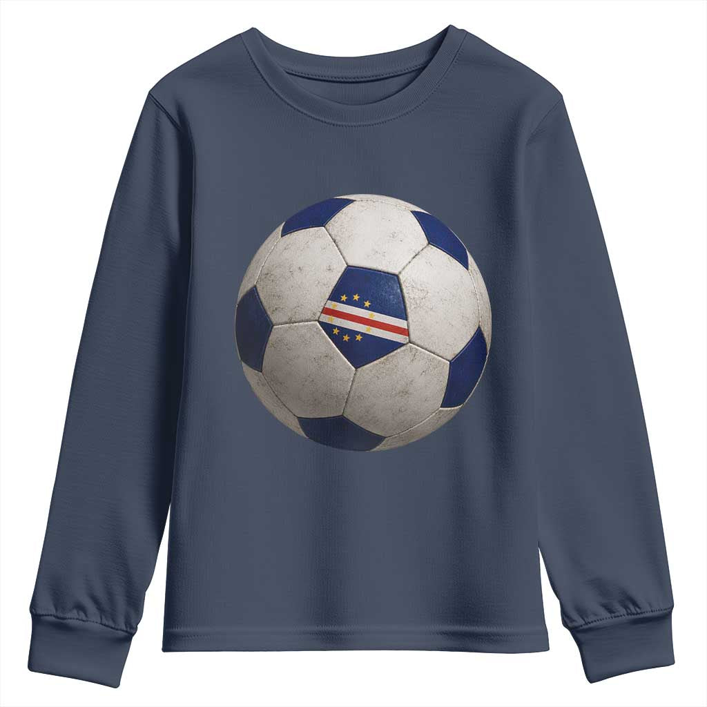 Cabo Verde Football Vintage Soccer Ball Graphic Youth Sweatshirt