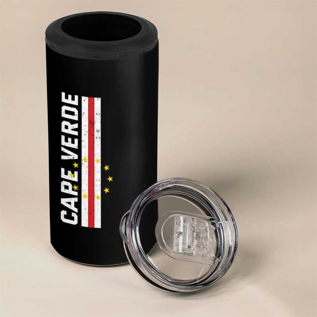 Cabo Verde Pride Vintage Jersey Cape Verdean Flag 4 in 1 Can Cooler Tumbler