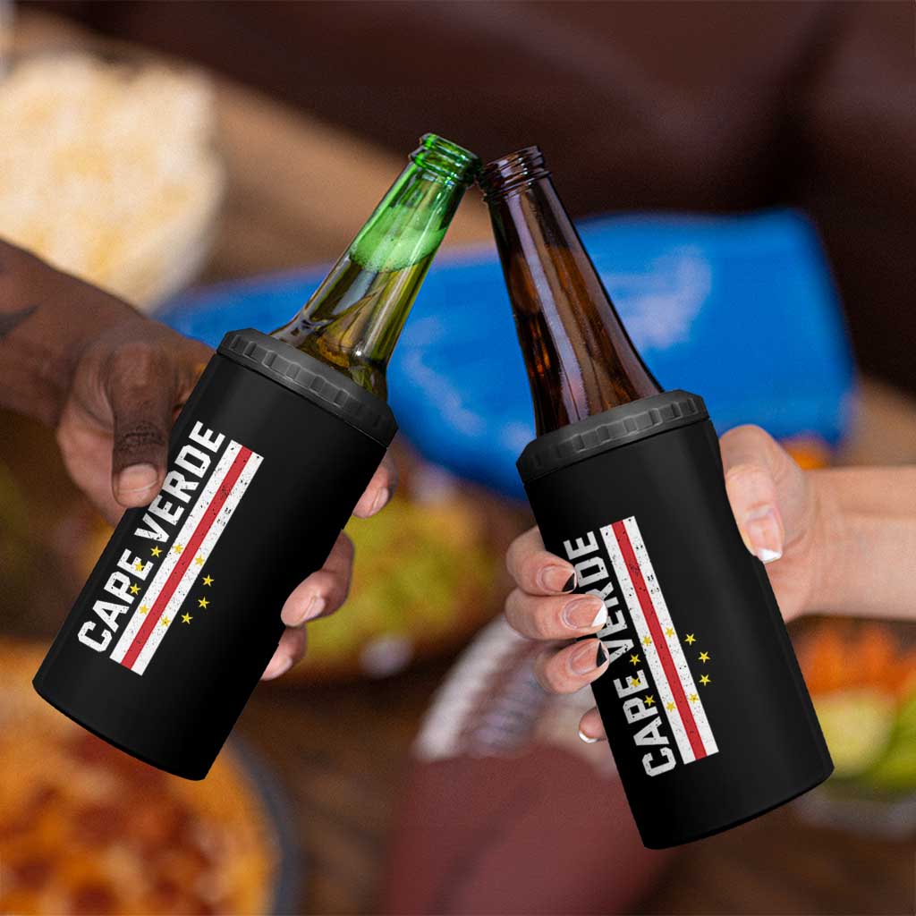 Cabo Verde Pride Vintage Jersey Cape Verdean Flag 4 in 1 Can Cooler Tumbler