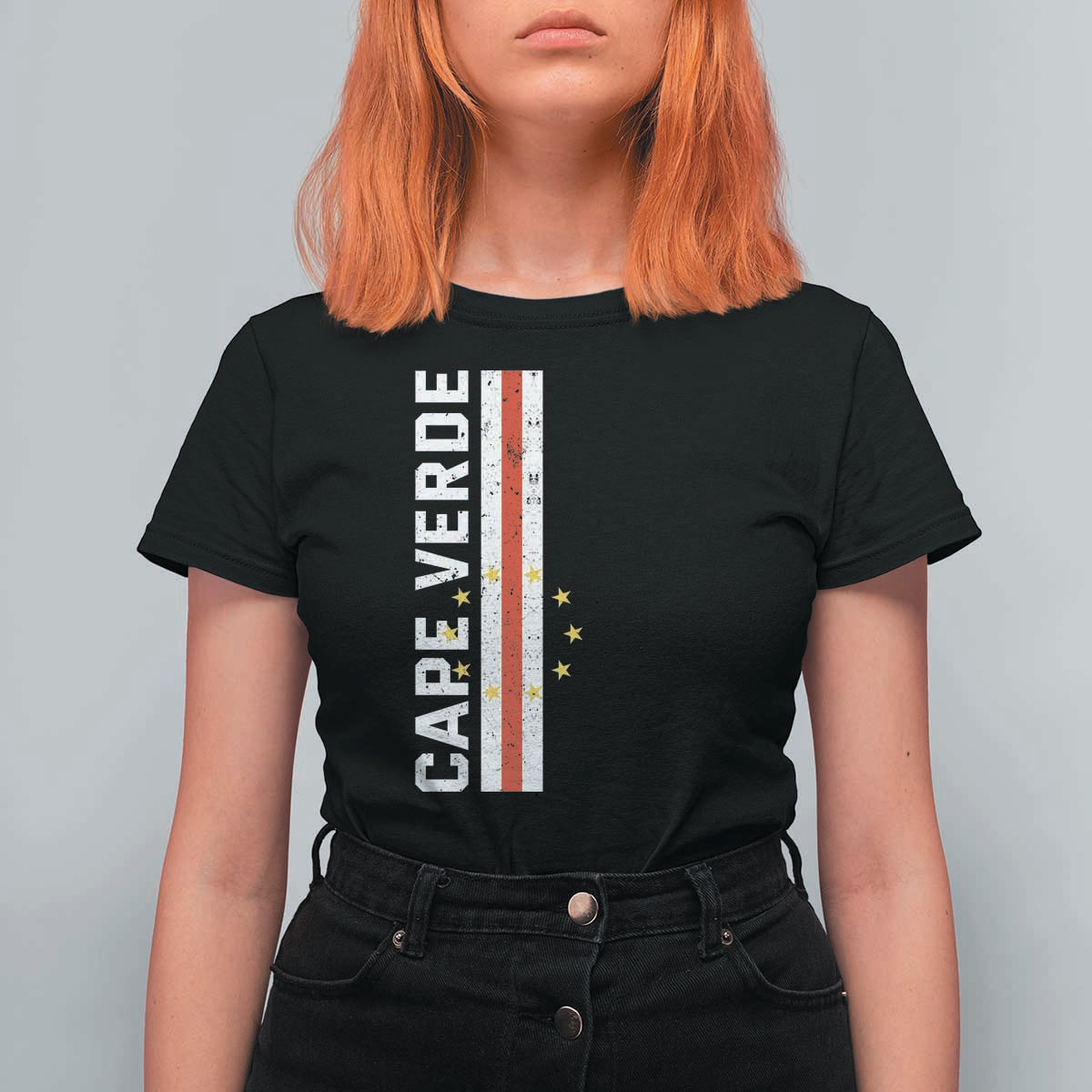 Cabo Verde Pride Vintage Jersey Cape Verdean Flag T Shirt For Women