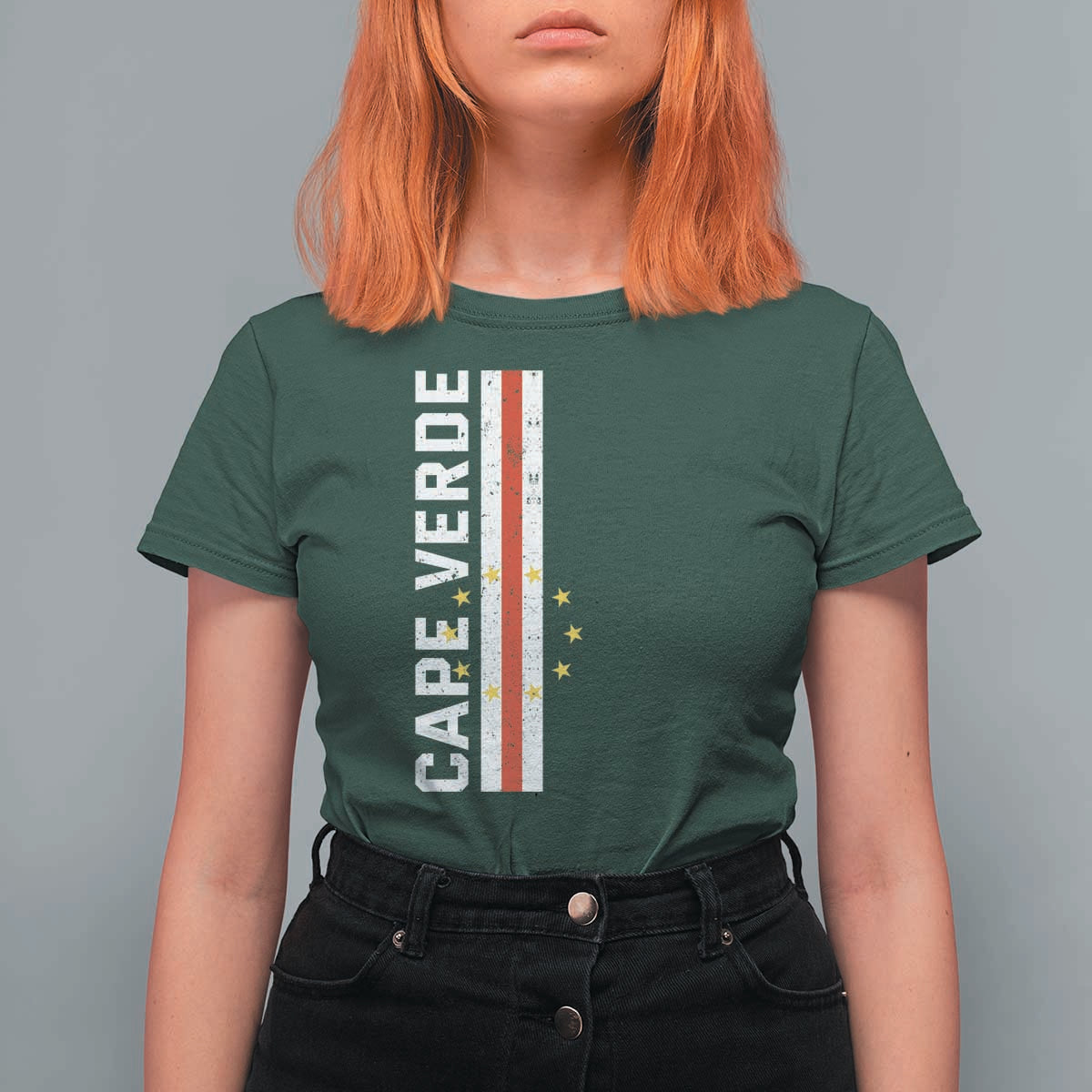Cabo Verde Pride Vintage Jersey Cape Verdean Flag T Shirt For Women