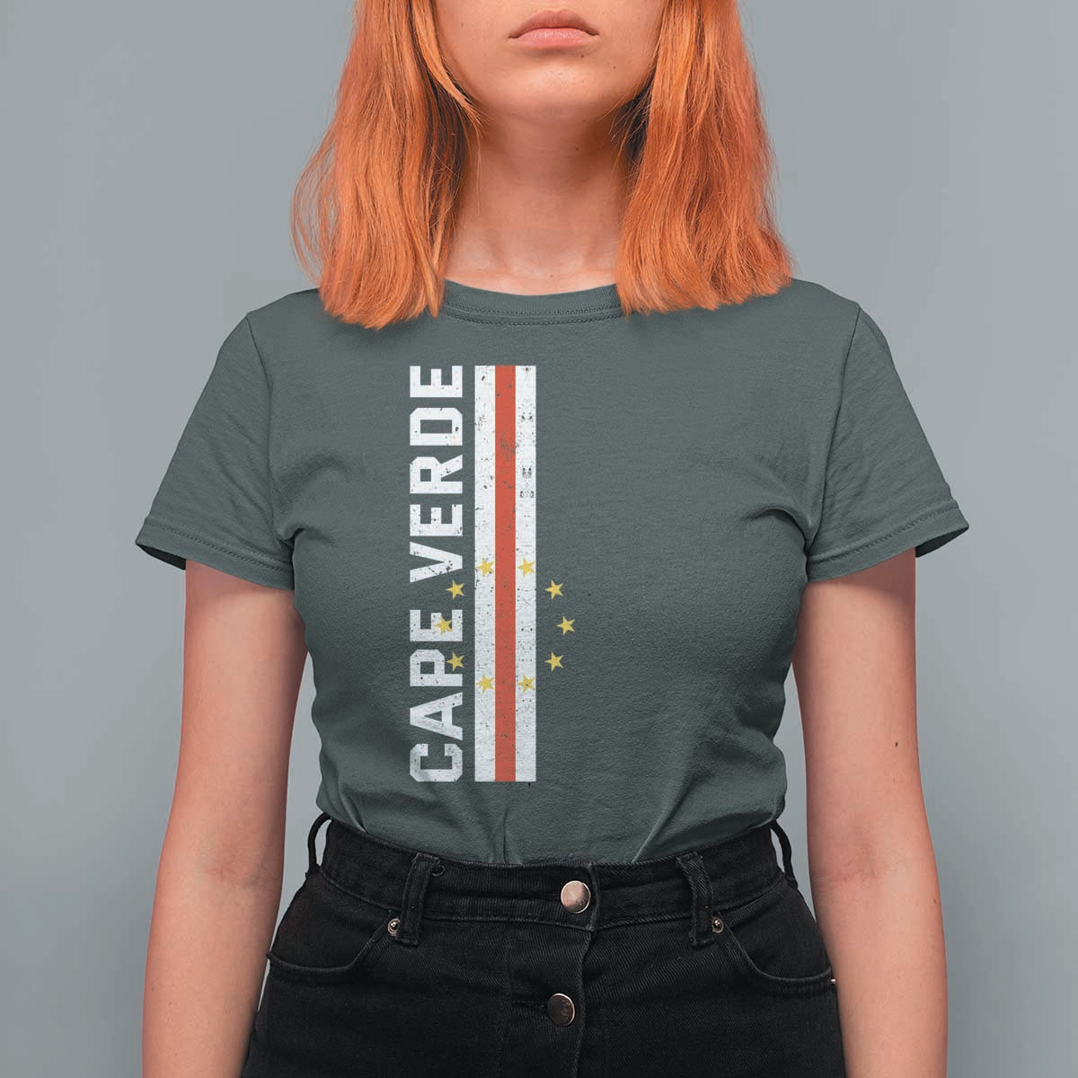 Cabo Verde Pride Vintage Jersey Cape Verdean Flag T Shirt For Women