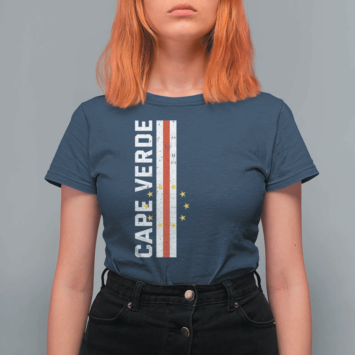 Cabo Verde Pride Vintage Jersey Cape Verdean Flag T Shirt For Women