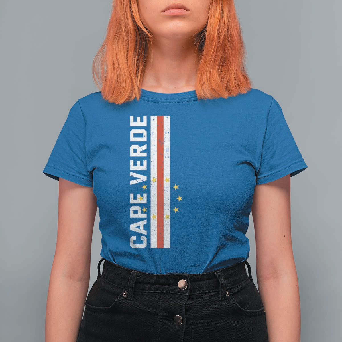 Cabo Verde Pride Vintage Jersey Cape Verdean Flag T Shirt For Women