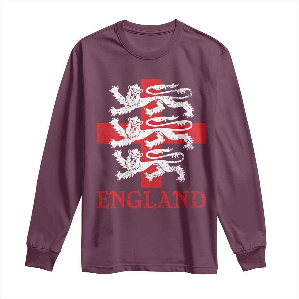 England Three Lions Symbol English Pride Souvenir Long Sleeve Shirt