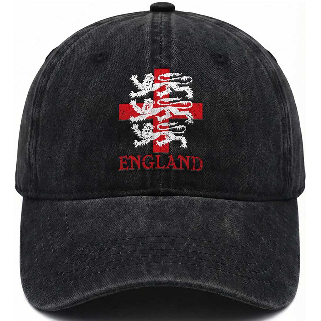 England Three Lions Symbol English Pride Souvenir Washed Cotton Baseball Cap