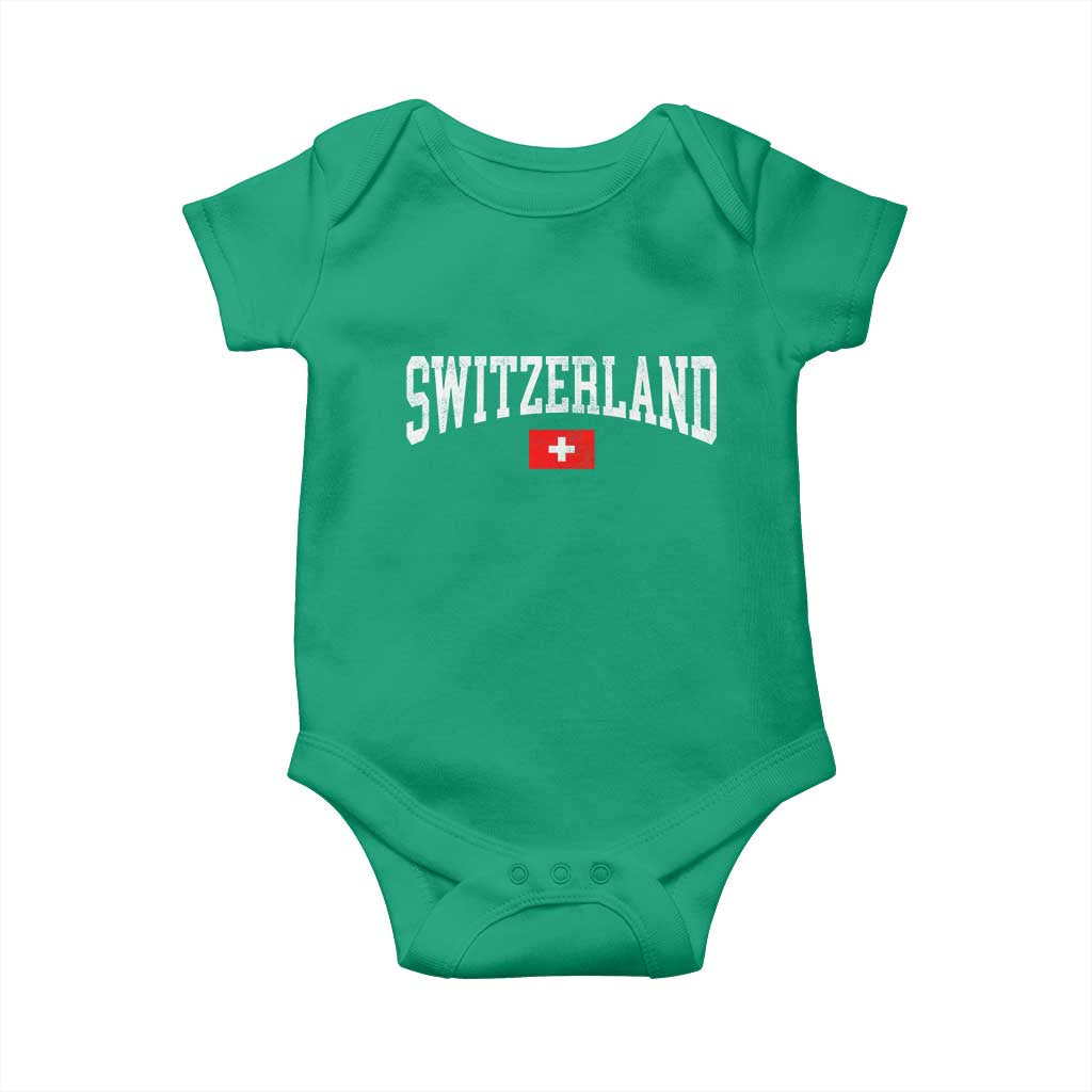 Vintage Switzerland National Pride The Swiss Cross Baby Onesie