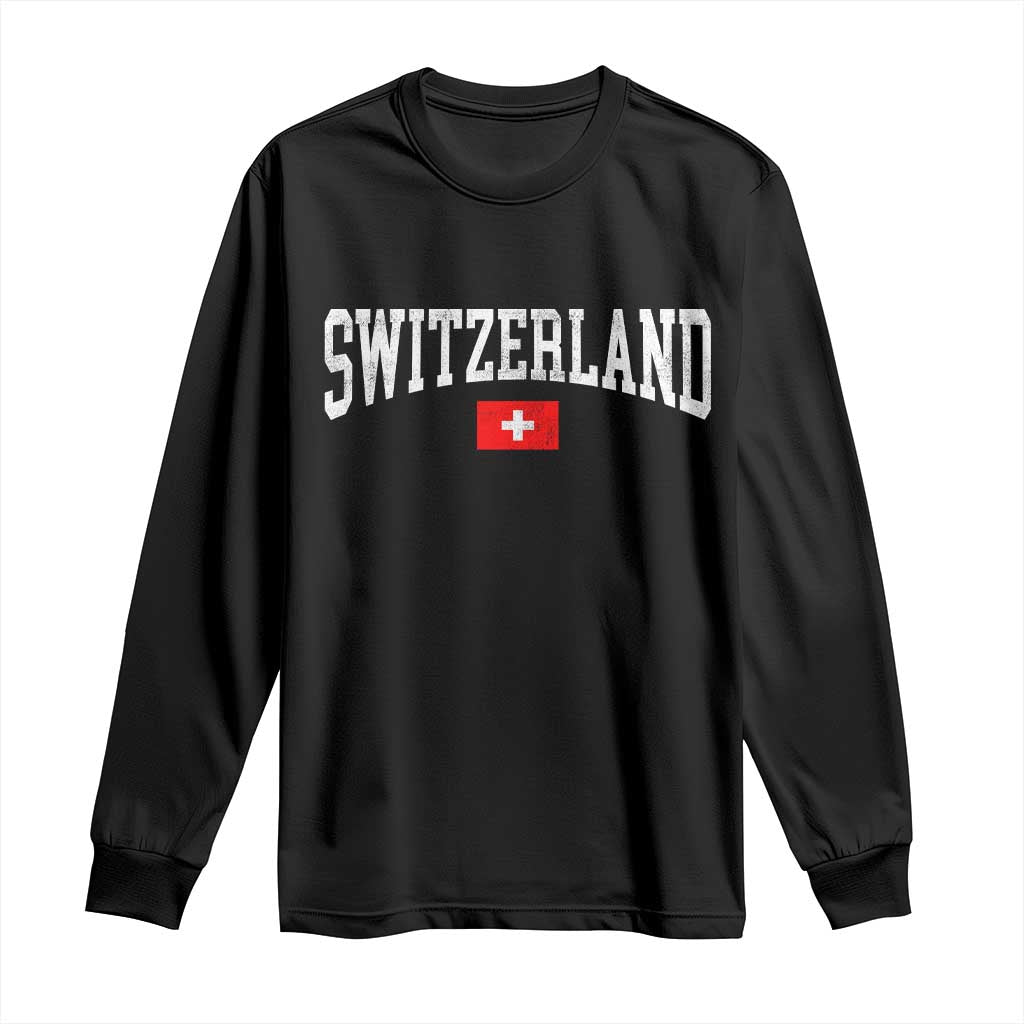 Vintage Switzerland National Pride The Swiss Cross Long Sleeve Shirt