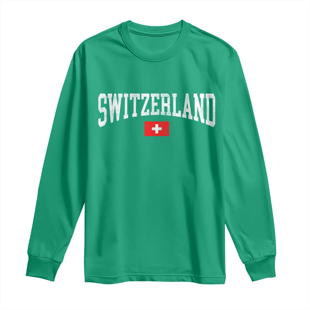 Vintage Switzerland National Pride The Swiss Cross Long Sleeve Shirt