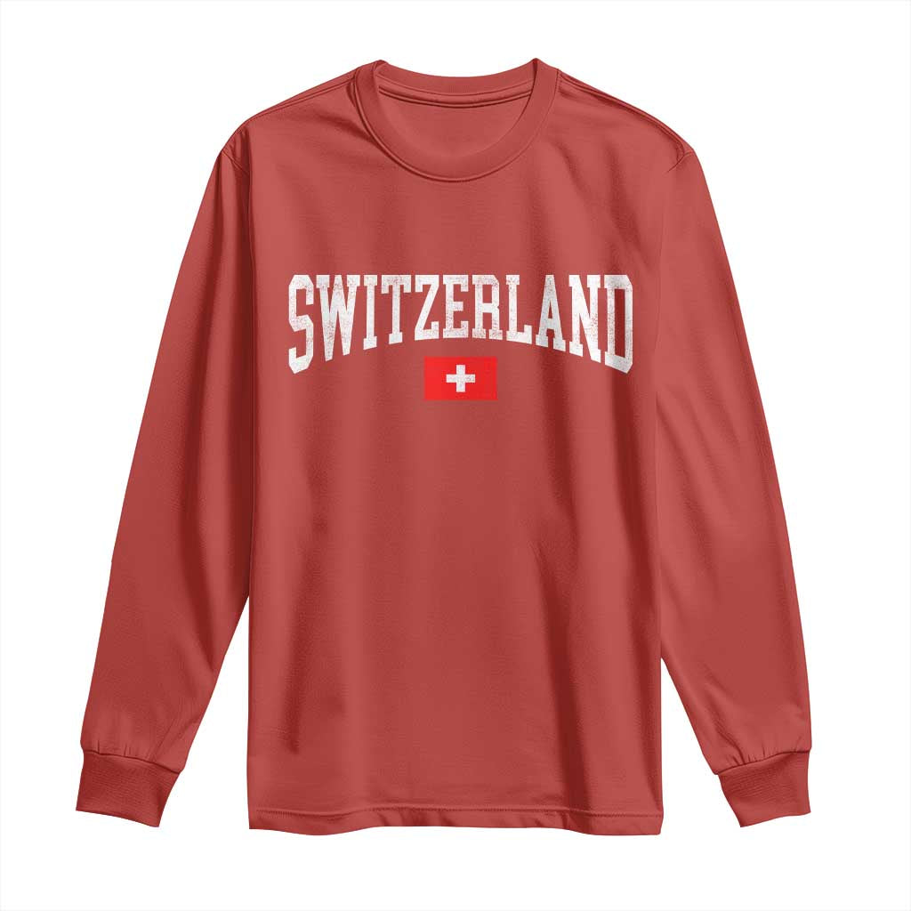 Vintage Switzerland National Pride The Swiss Cross Long Sleeve Shirt