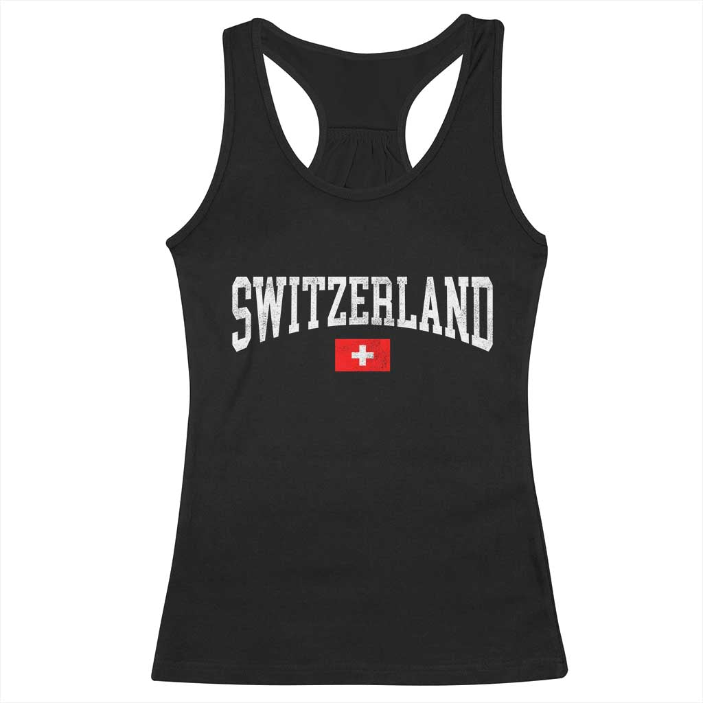 Vintage Switzerland National Pride The Swiss Cross Racerback Tank Top