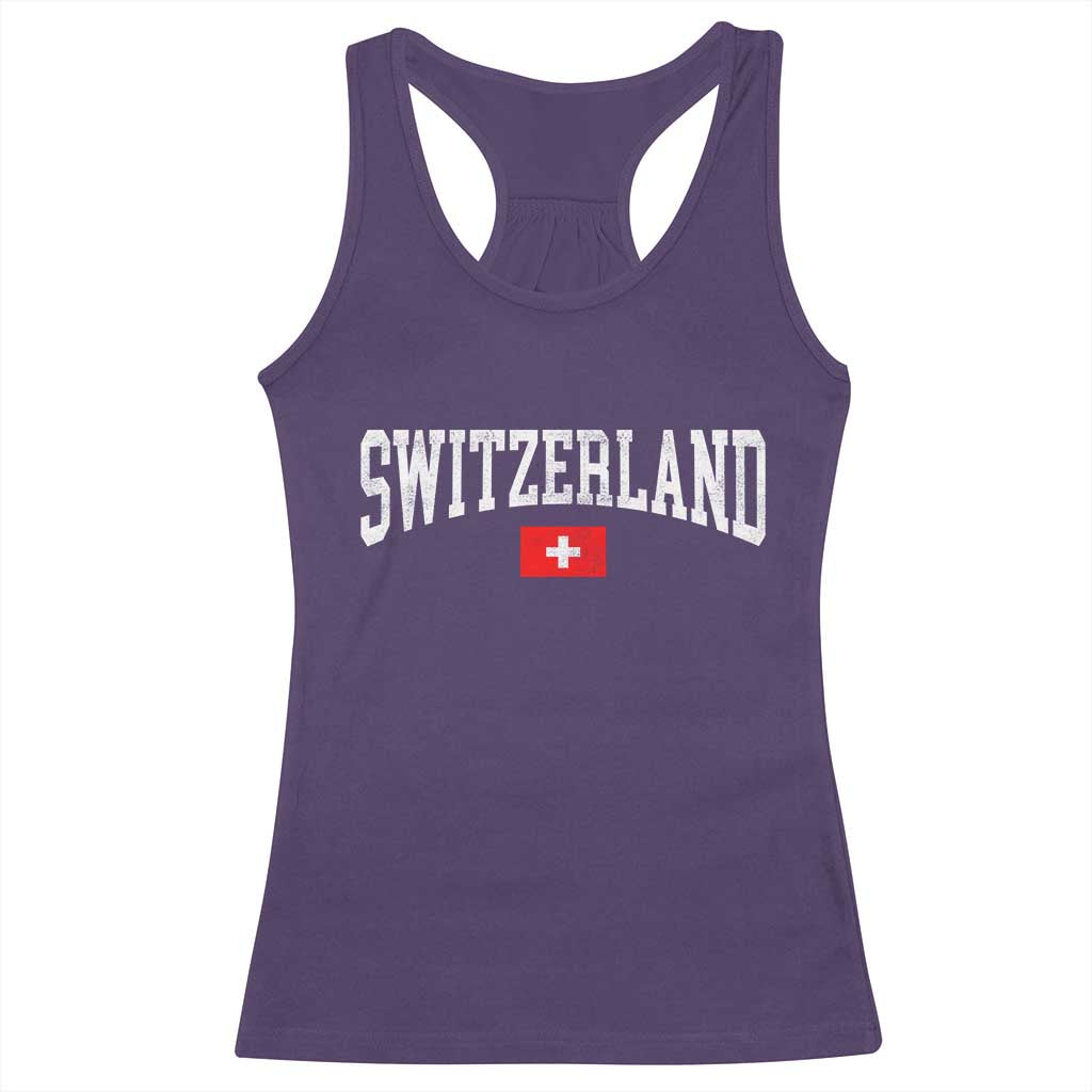 Vintage Switzerland National Pride The Swiss Cross Racerback Tank Top