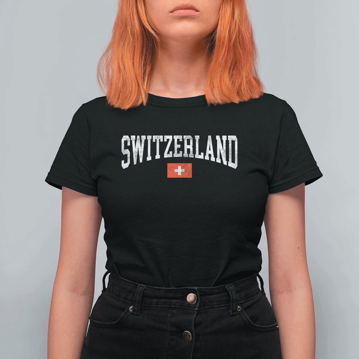 Vintage Switzerland National Pride The Swiss Cross T Shirt For Women