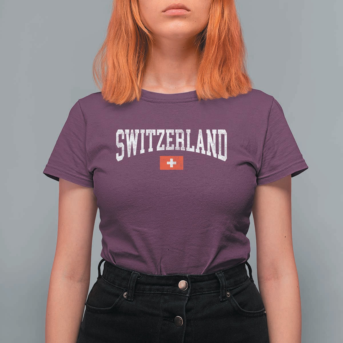 Vintage Switzerland National Pride The Swiss Cross T Shirt For Women