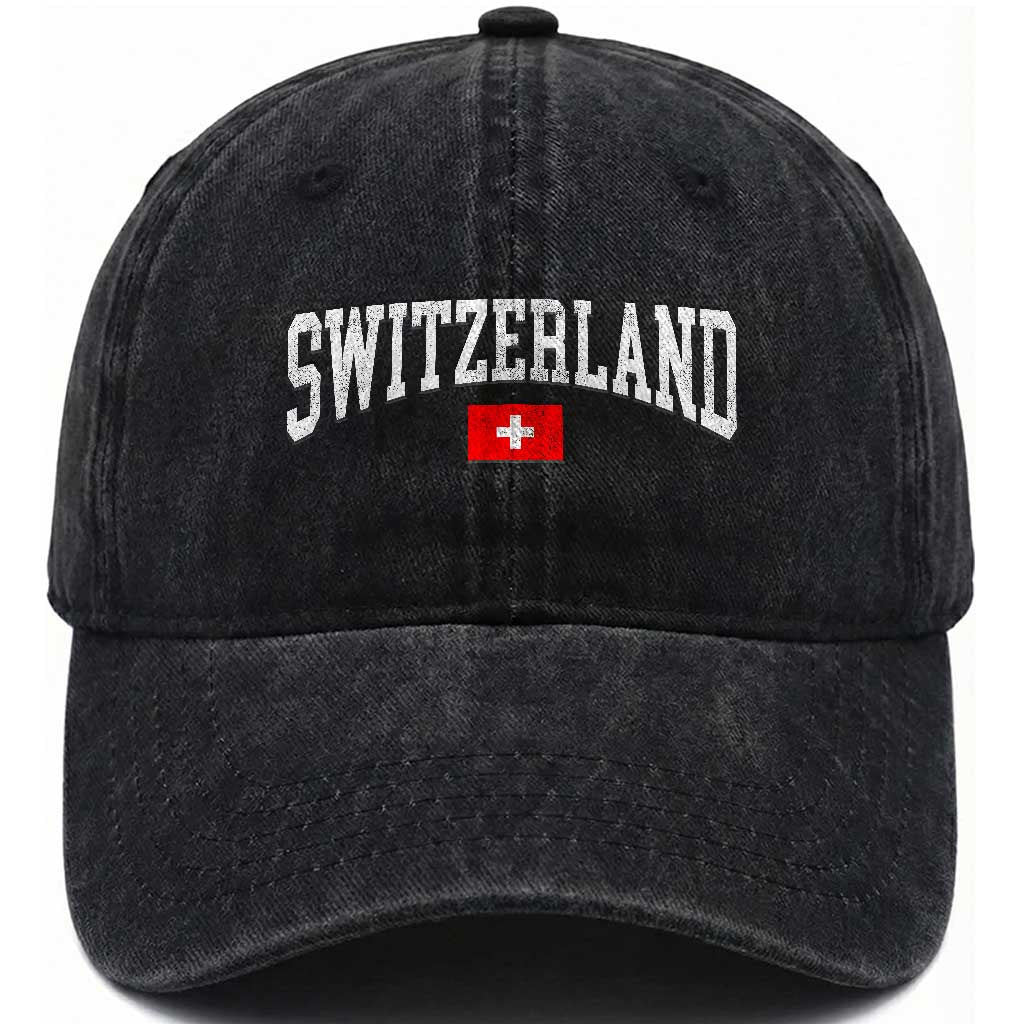 Vintage Switzerland National Pride The Swiss Cross Washed Cotton Baseball Cap