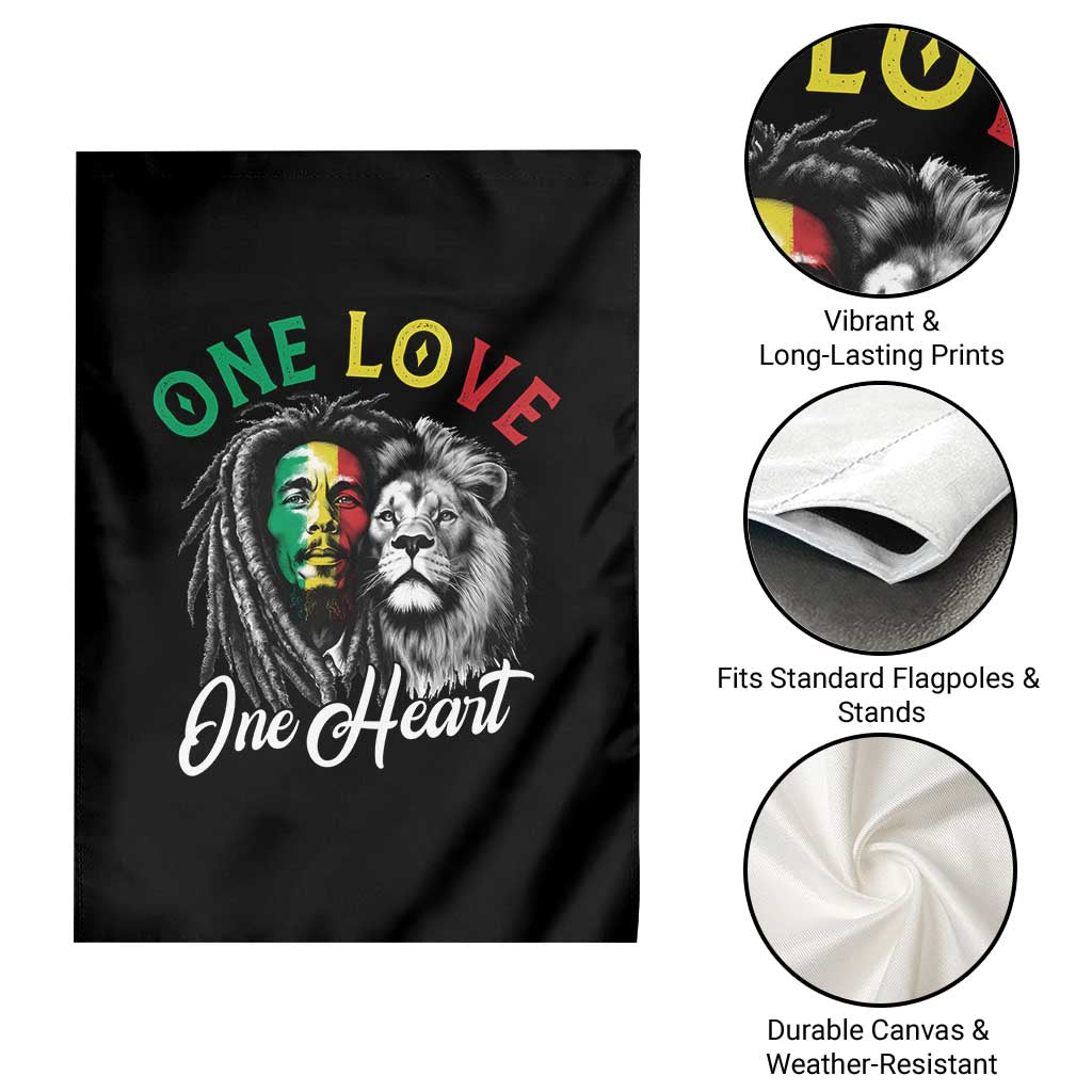 Reggae Legend Garden Flag One Love One Heart Rastafarian Reggae Music Lion - Wonder Print Shop