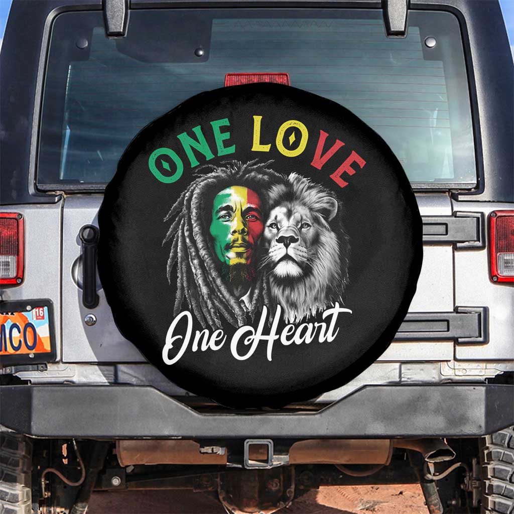 Reggae Legend Spare Tire Cover One Love One Heart Rastafarian Reggae Music Lion - Wonder Print Shop