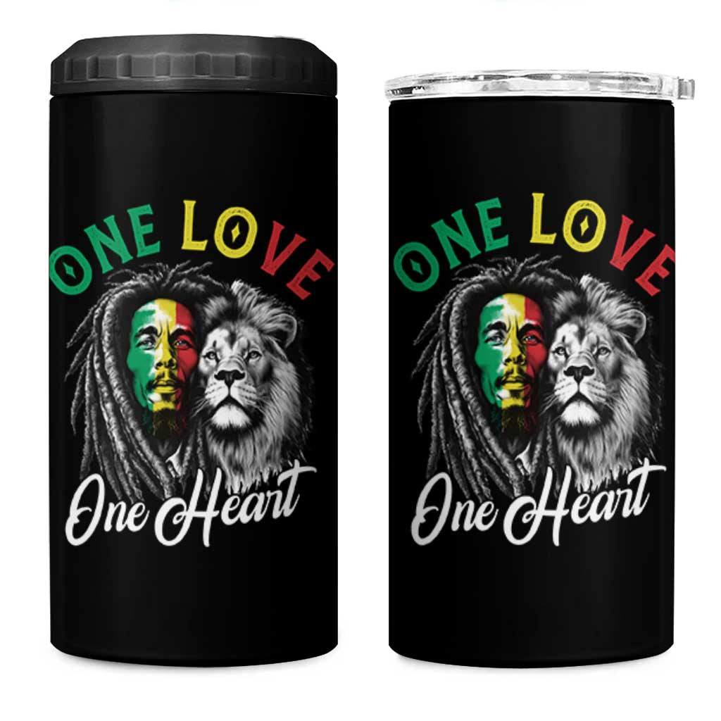 Reggae Legend 4 in 1 Can Cooler Tumbler One Love One Heart Rastafarian Reggae Music Lion - Wonder Print Shop
