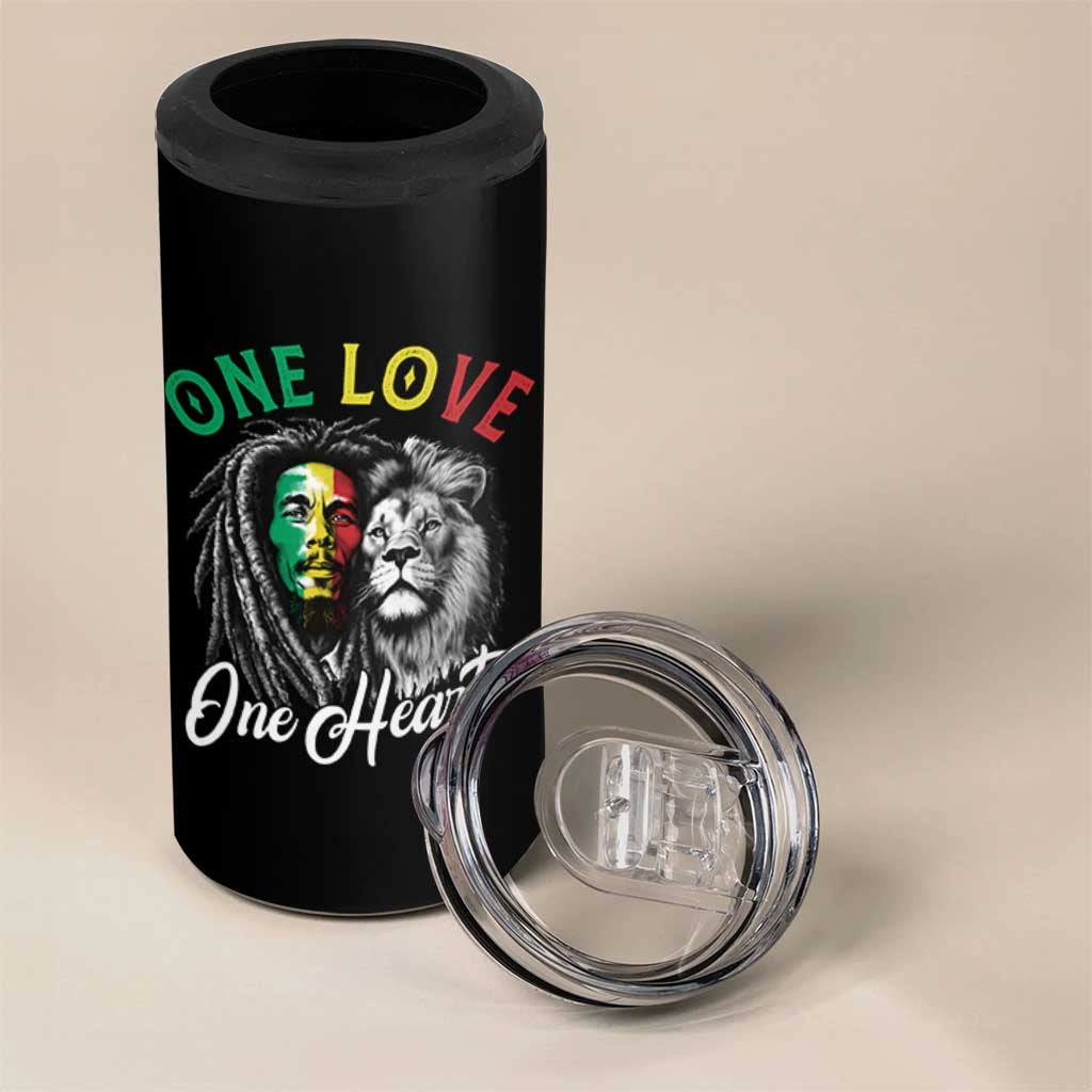 Reggae Legend 4 in 1 Can Cooler Tumbler One Love One Heart Rastafarian Reggae Music Lion - Wonder Print Shop