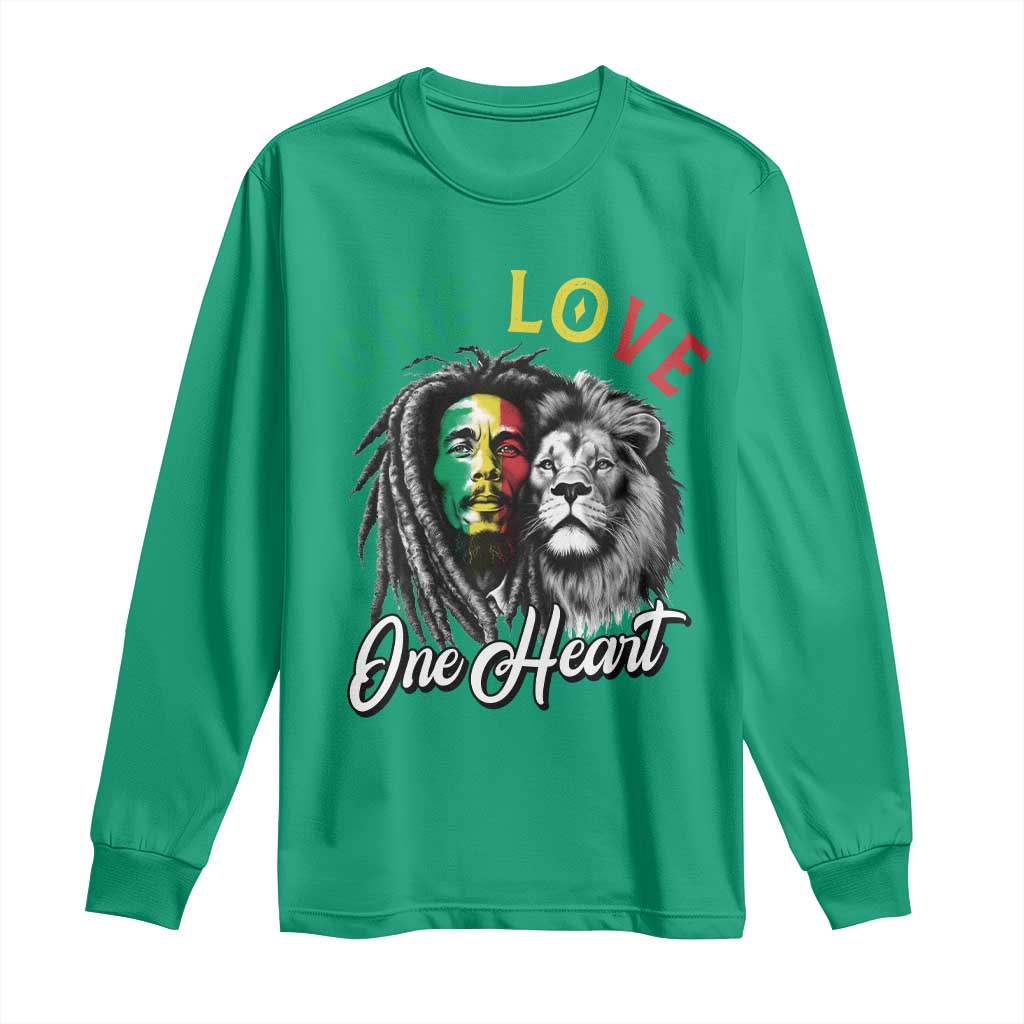Reggae Legend Long Sleeve Shirt One Love One Heart Rastafarian Reggae Music Lion - Wonder Print Shop