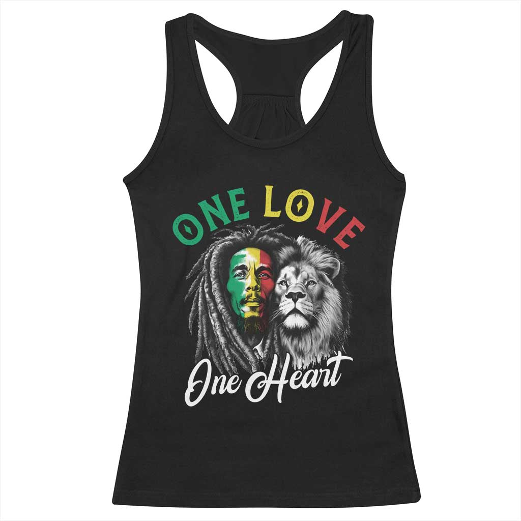 Reggae Legend Racerback Tank Top One Love One Heart Rastafarian Reggae Music Lion - Wonder Print Shop